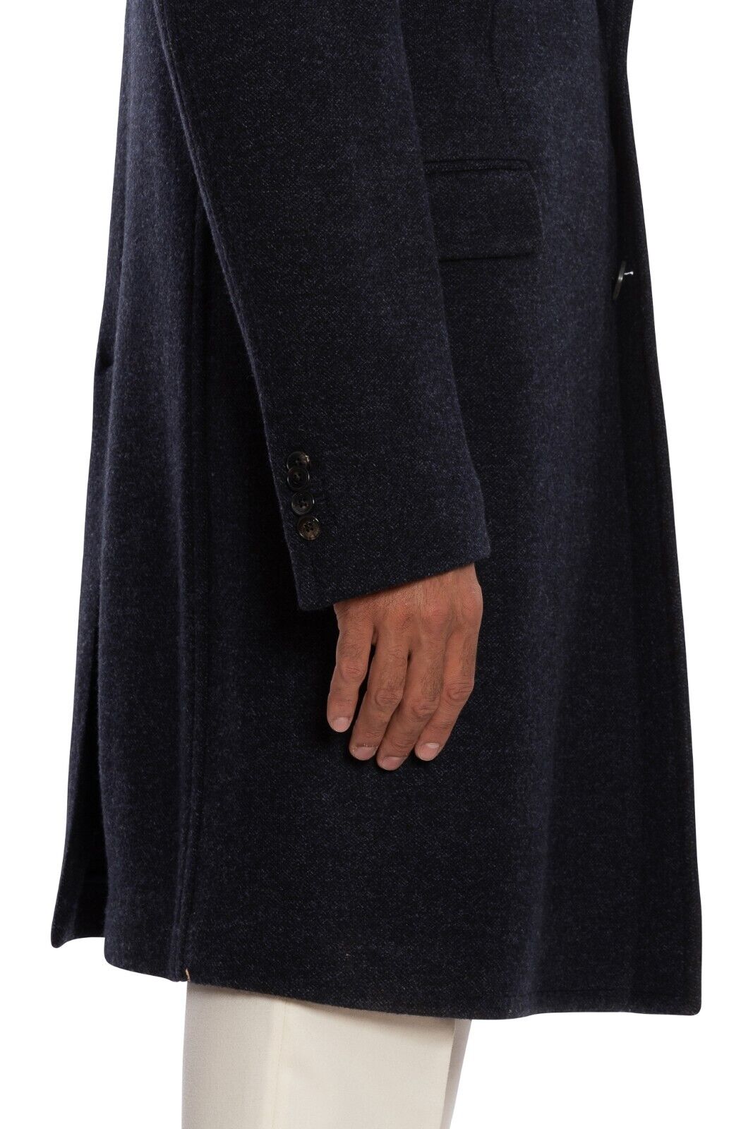 $1850 BOGLIOLI Single Braested Dark Blue Coat K.Jacket Flannel Wool 40 US 50 EU