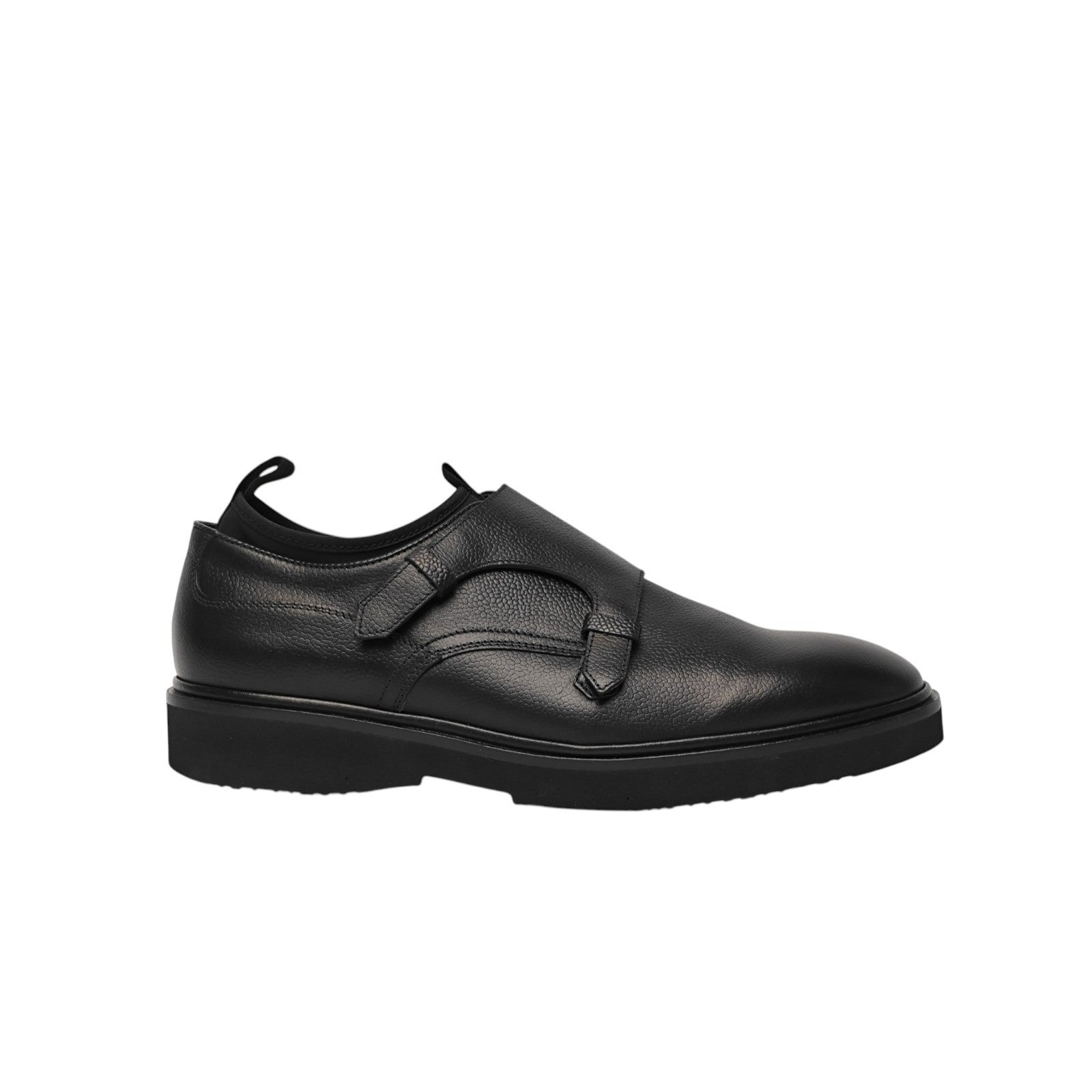 1100$ TESTONI "Cremona" Black Double Monk Shoes Grain Calf 8 UK / 9 US / 42 IT