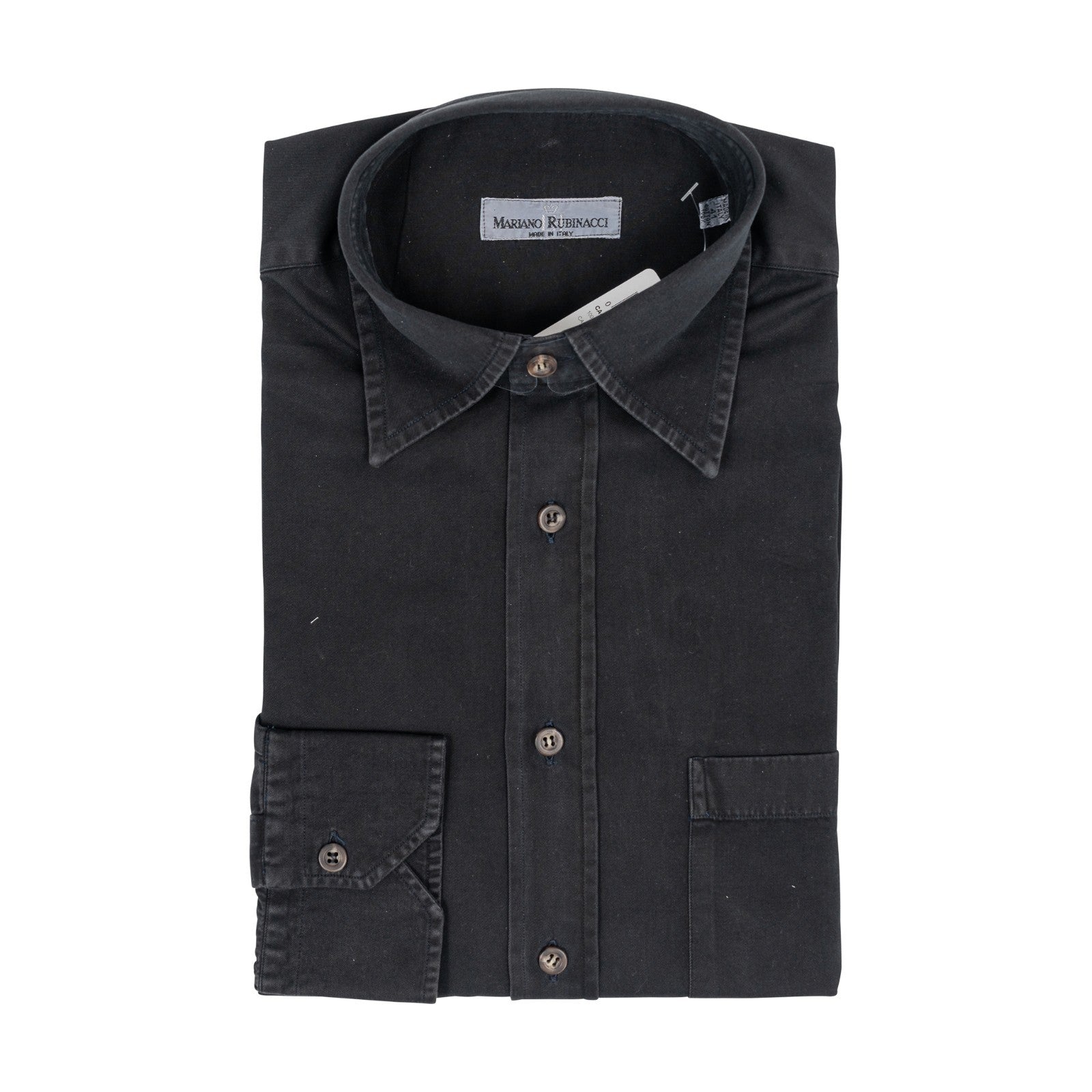 520$ RUBINACCI NAPOLI Black Hand-Sewn Pocket Casual Shirt Cotton Regular Fit  5B