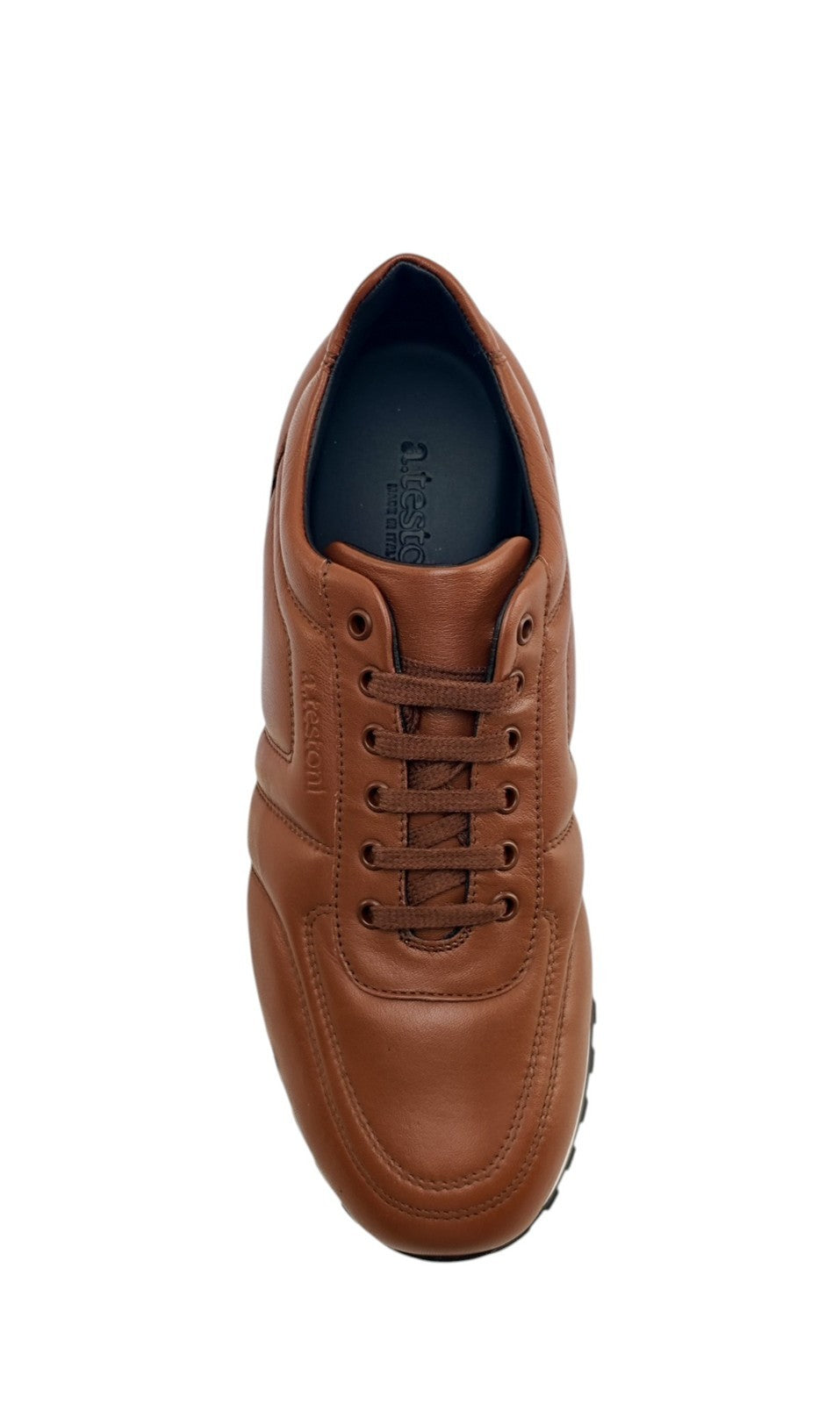 $850 TESTONI BOLOGNA Cognac Padded Sneaker Shoes Sport Nappa