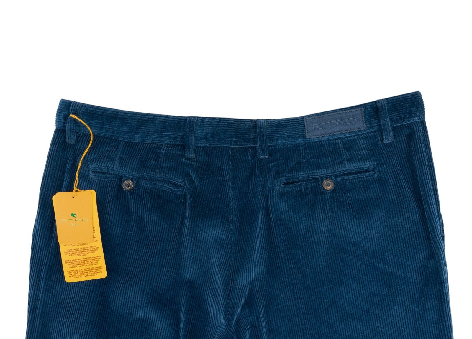 780$ ETRO MILANO Blue Corduroy Cotton Pant Straight Leg 40 US / 56 EU