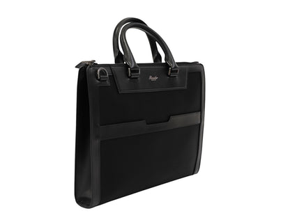 1480$ PINEIDER FIRENZE 1774 Black Nylon & Calf Slim Briefcase Bag Document Case