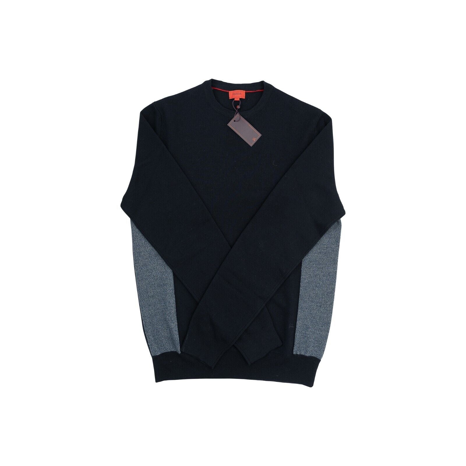 1300$ ISAIA NAPOLI Blue Bicolor Sweater Crewneck Soft Wool 15.5 Micron Size M