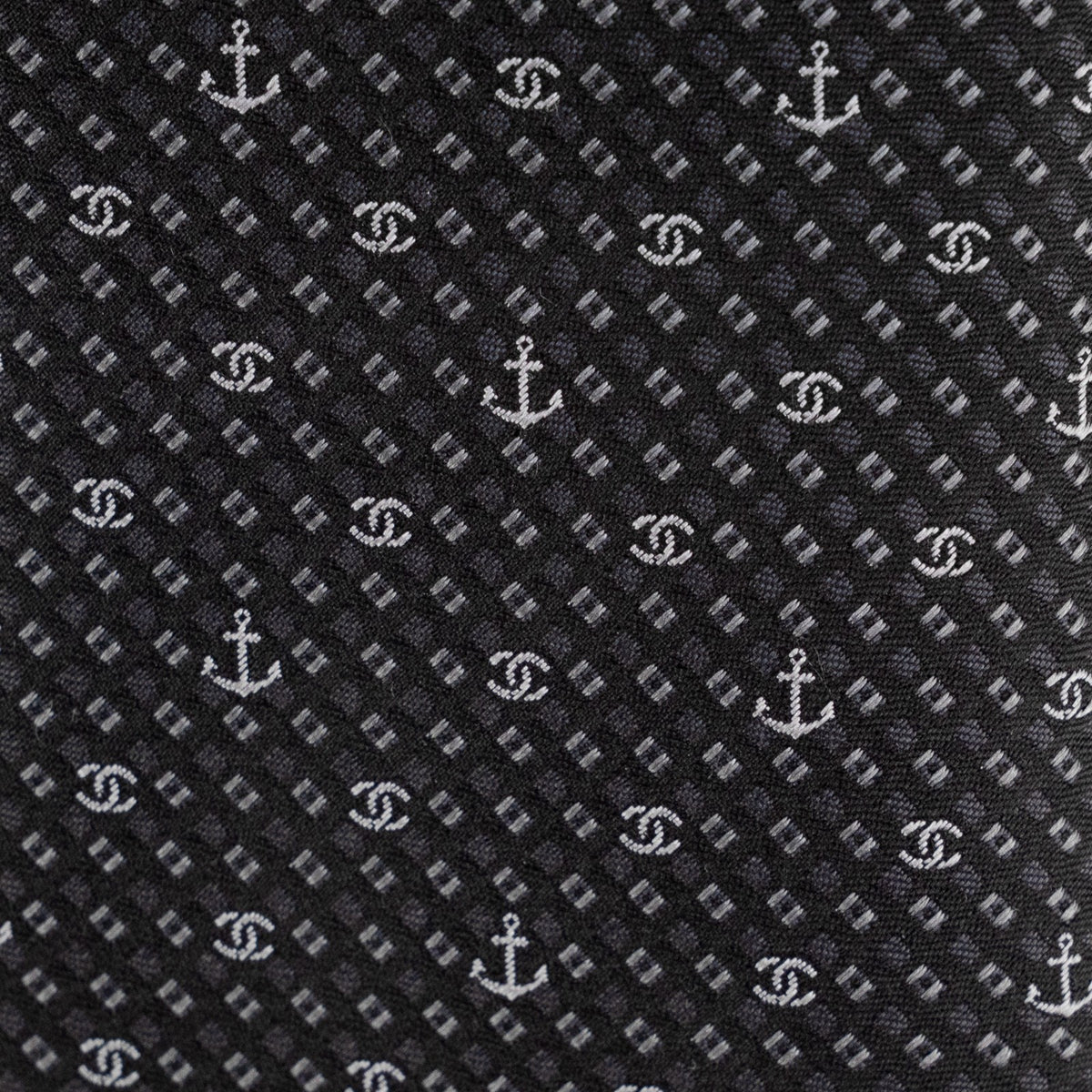 $300 CHANEL PARIS Dark Grey Geometric Jacquard Tie 100% Silk - Made in Italy