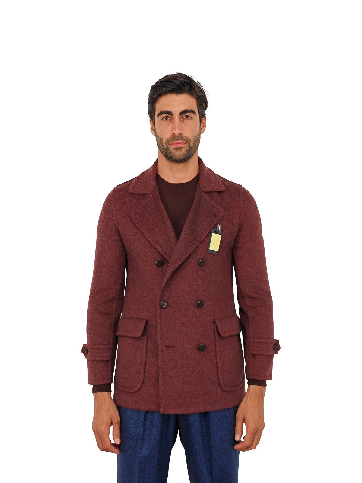 $3250 RUBINACCI NAPOLI Wine Caban Coat Jacket 100% Cashmere 42 US / 52 EU