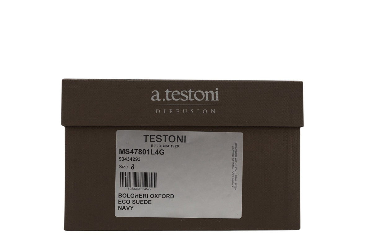 960$ TESTONI "Bolgheri" Oxford Shoes Eco Suede Navy 8 UK  9 US  42 IT