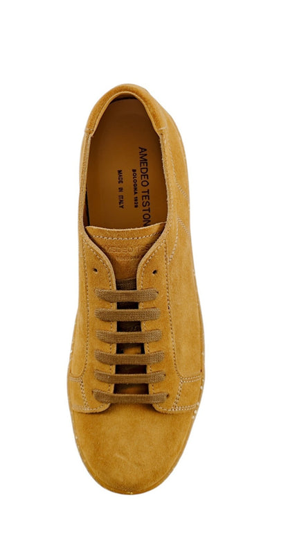 850$ TESTONI Unlined Sneaker Shoes Honey / Brulee Suede 8 UK  / 9 US / 42 IT