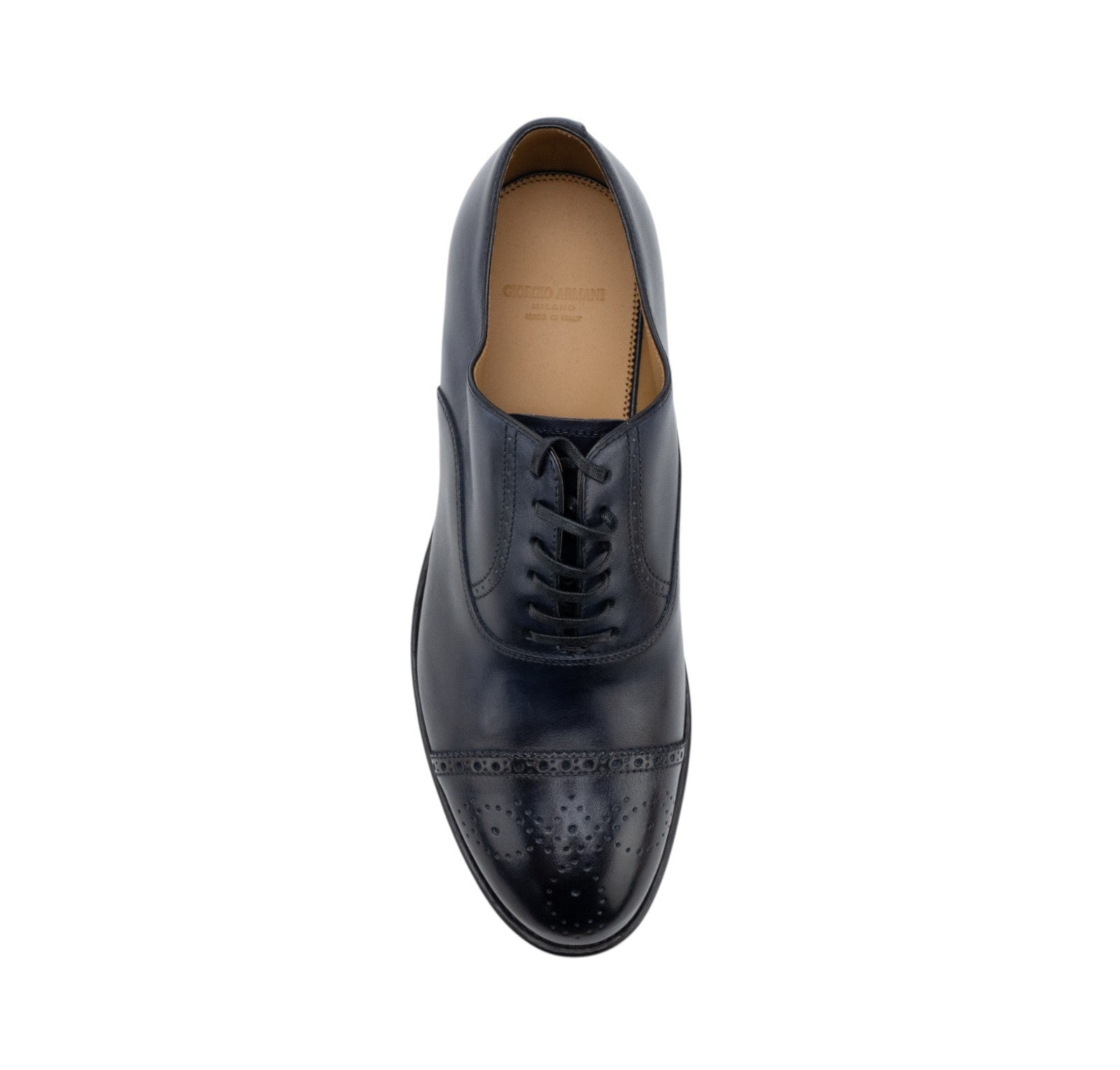 1220$ GIORGIO ARMANI Oxford Shoes Goodyear Blue Leather 5.5 UK  6.5 US  39.5 IT