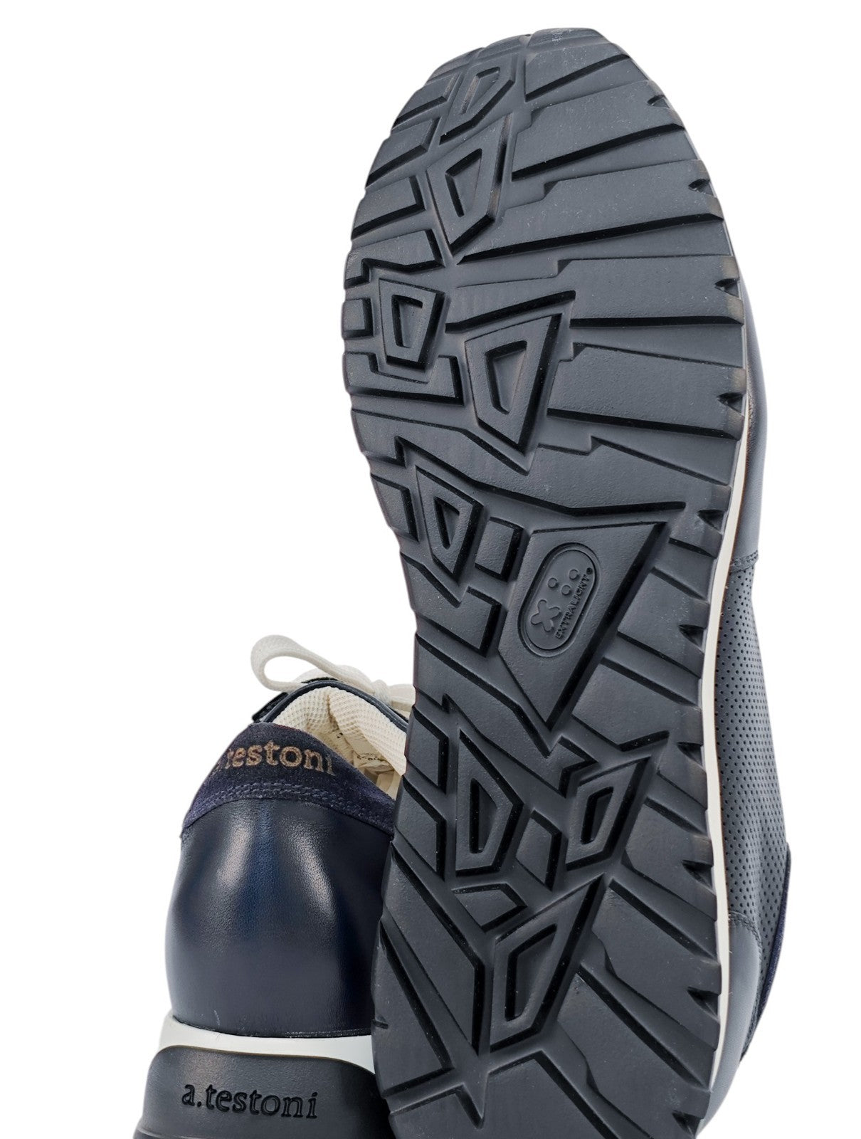 900$ TESTONI "Cuneo" Blue Sneaker Perforated Nappa + Suede  8 UK / 9 US / 42 IT