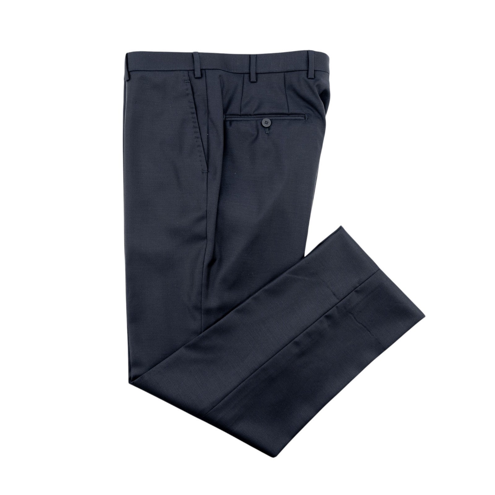1650$ ISAIA NAPOLI Hand-Sewn Tapered Dress Pant Wool Blue Navy 34 US / 50 EU  8R
