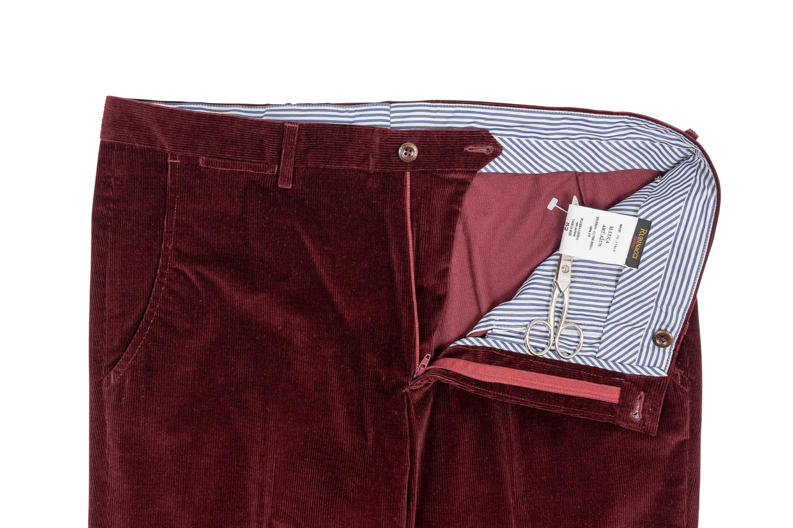 625$ RUBINACCI NAPOLI "Luca" Burgundy Cotton Corduroy Trouser Pant 36 US / 52 EU