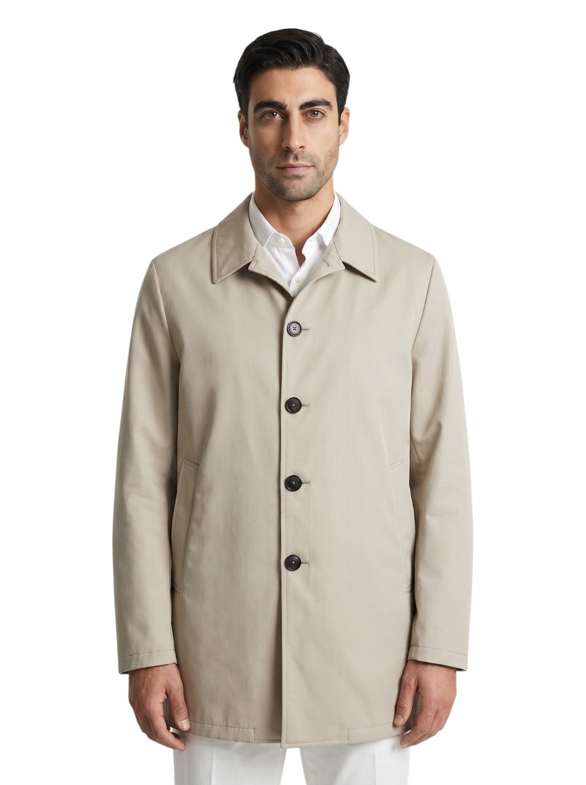 4250$ ISAIA "San Gennaro" Ivory Car Coat Jacket Cotton - Silk  38 US / 48 EU R
