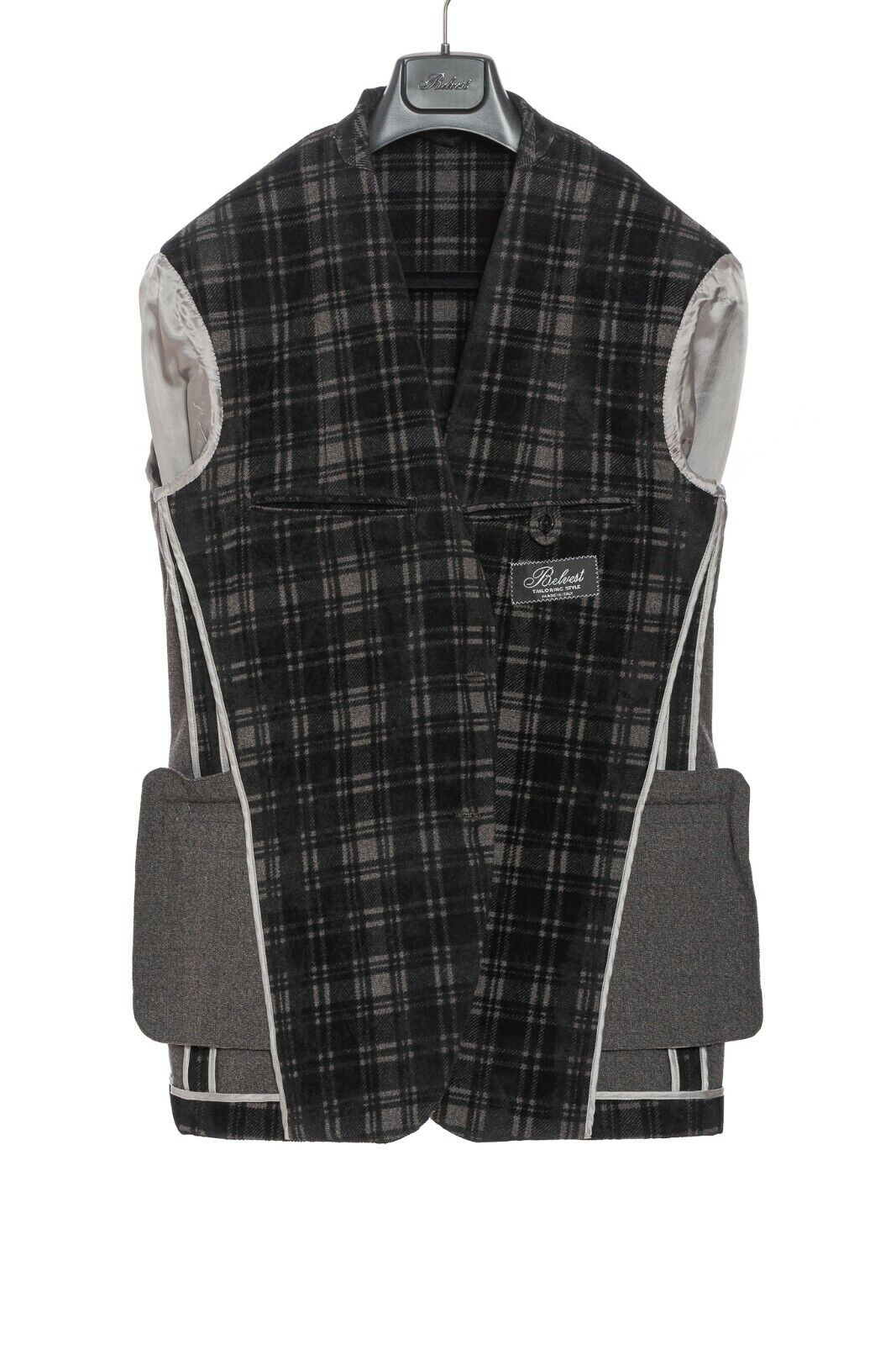 $2460 BELVEST Black Blazer Evening Jacket Checks 40 US / 50 EU 7R JACKETINTHEBOX