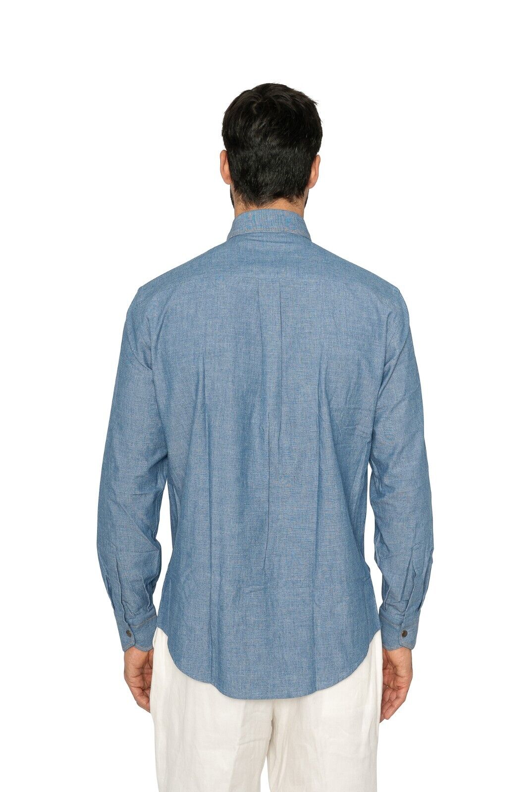 1400$ LUXURY MAROL BOLOGNA Western Shirt Blue Japanese Denim Cotton  15 - 38