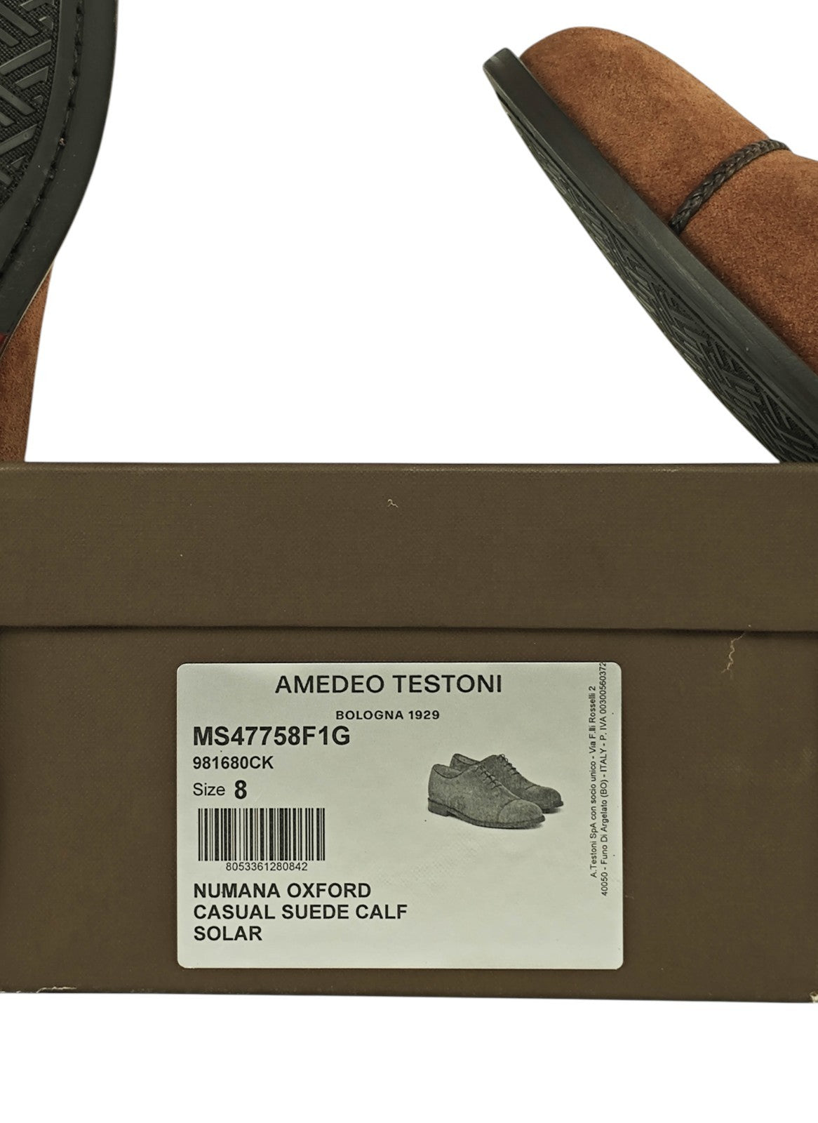 1200$ TESTONI 1929 "Numana" Oxford Shoes Suede Calf Cigar Brown  8 UK 9 US 42 IT