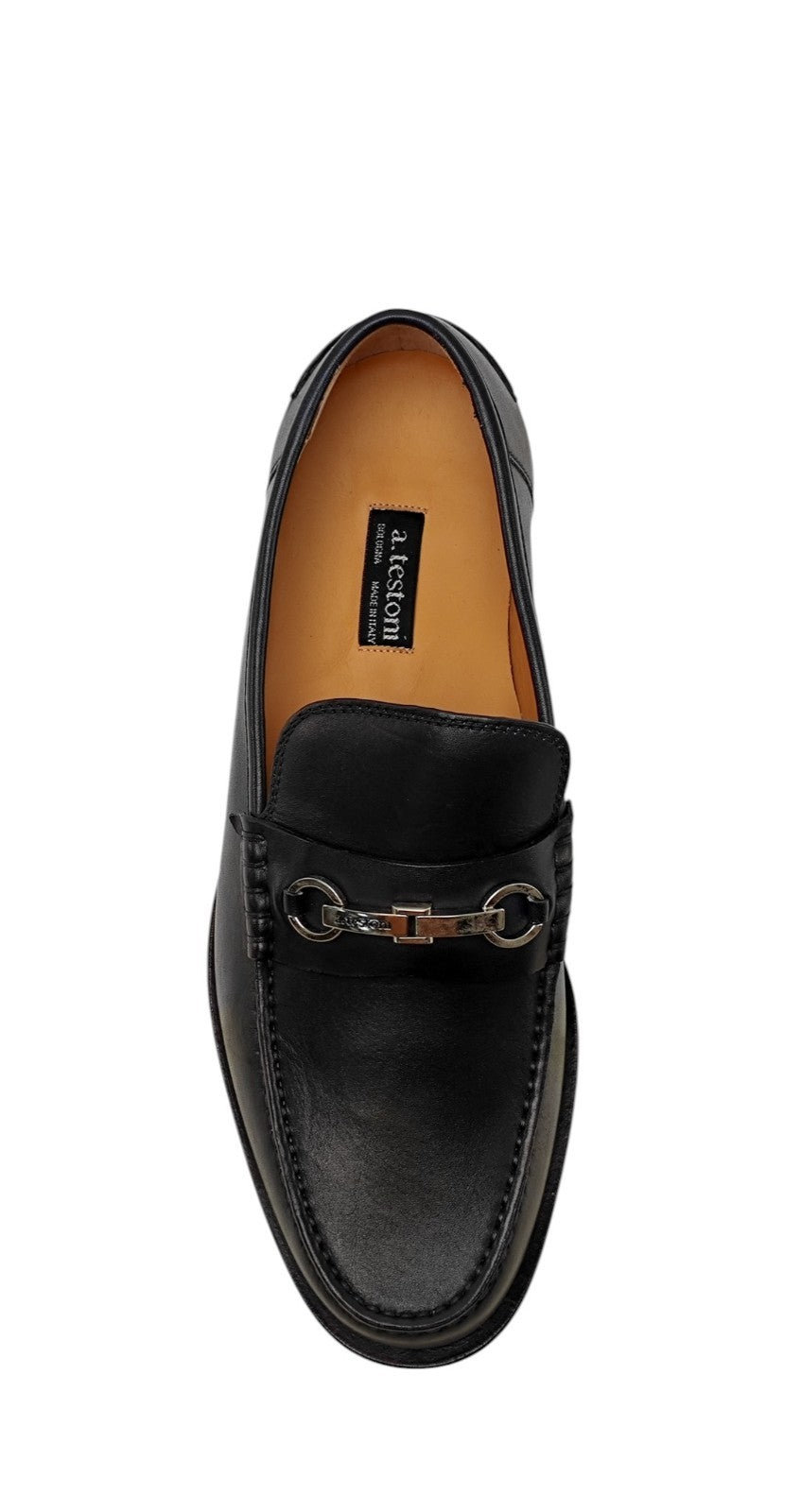 1300$ TESTONI "Camogli" Loafer Shoes Top Calf Black + Metal  8 UK / 9 US / 42 IT