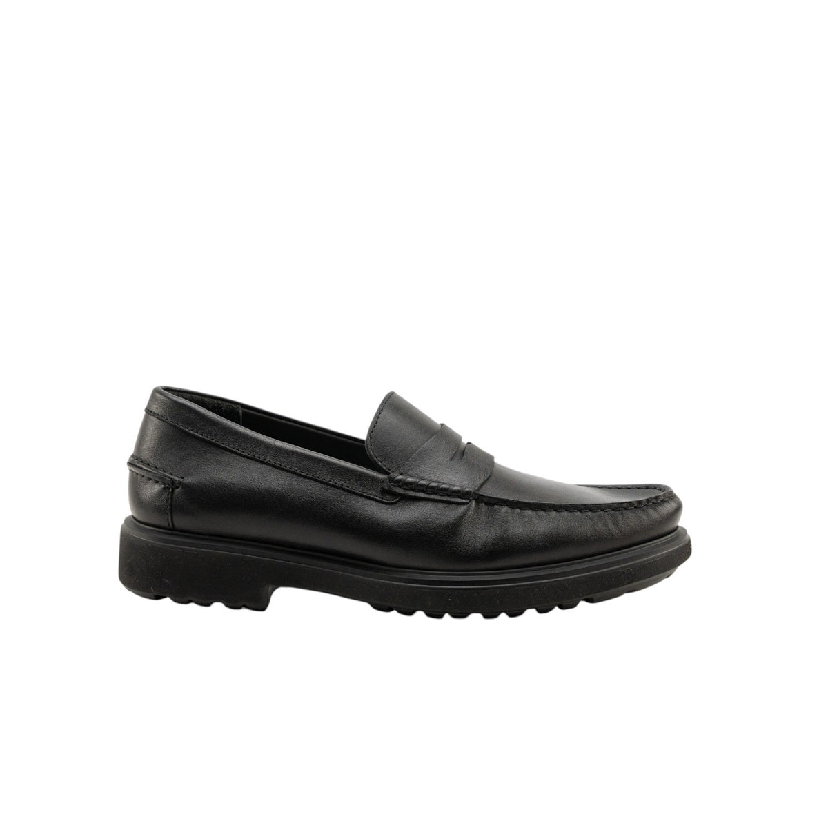 1050$ TESTONI Penny Loafers Black Calf Black Lug Sole 8 UK / 9 US / 42 IT