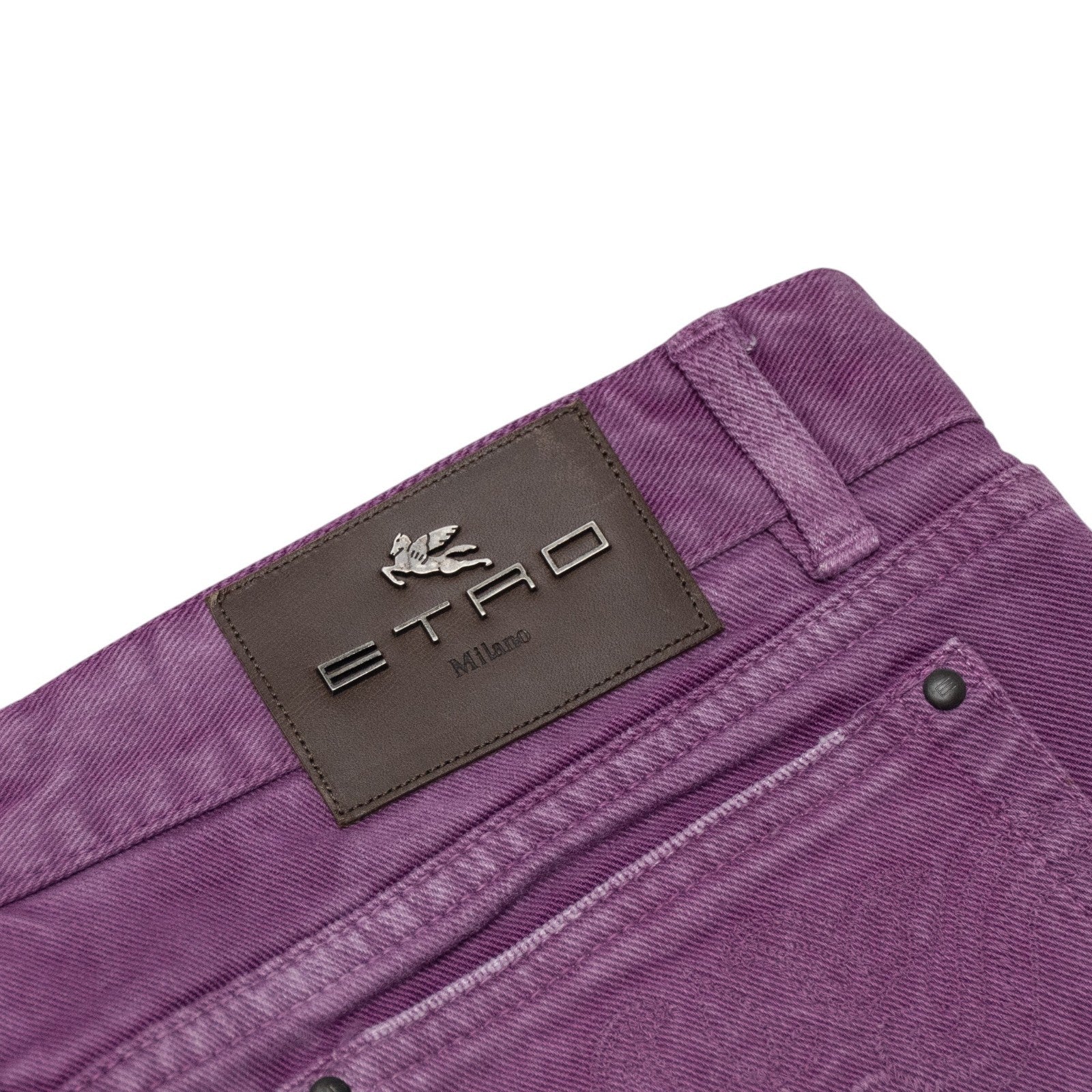 850$ ETRO MILANO Washed Purple Cotton Denim Pant Straight Fit - Made in Italy