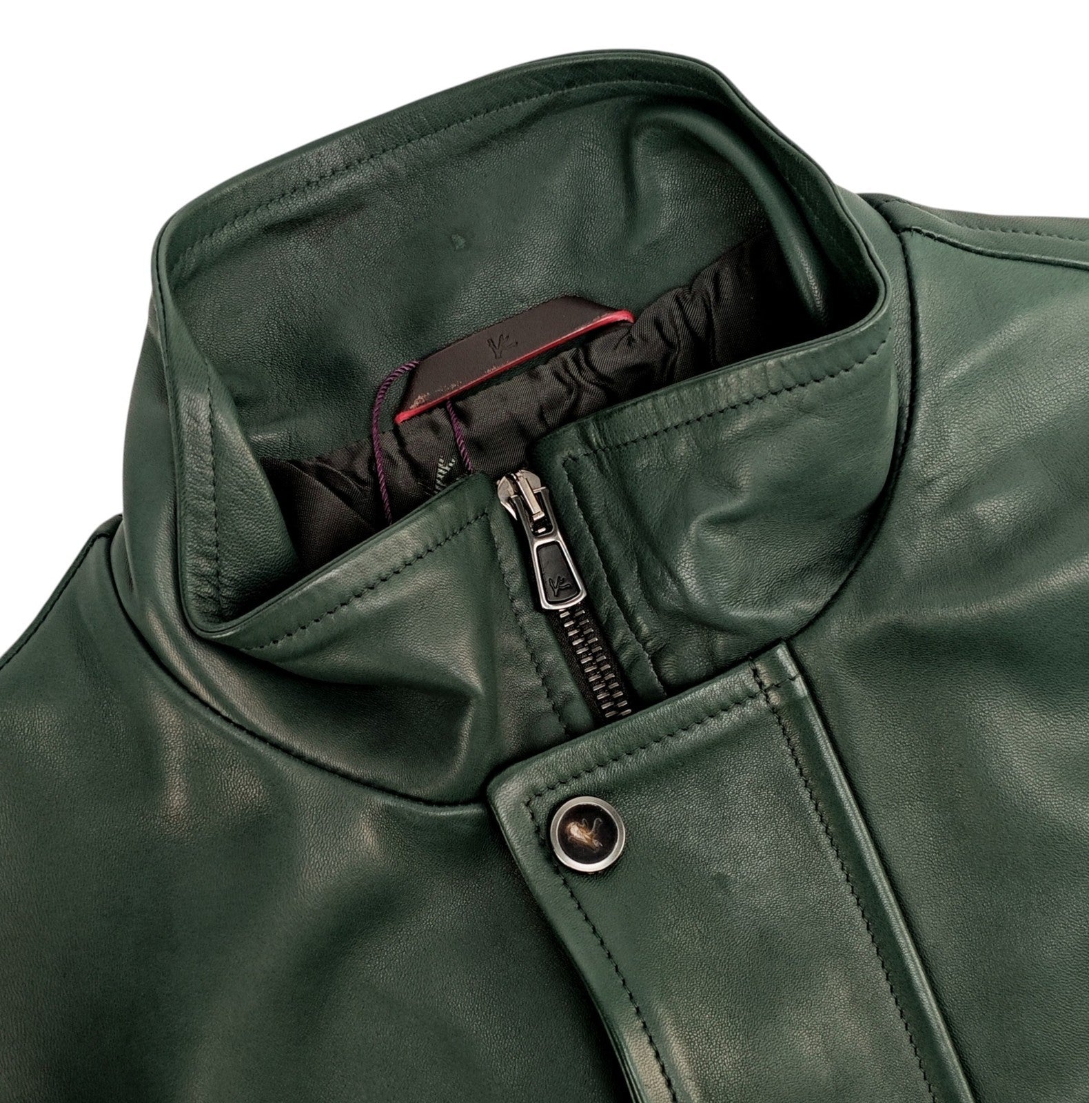 5200$ ISAIA Dark Green Field Jacket Techno Wool - Lambskin 38 US / 48 EU
