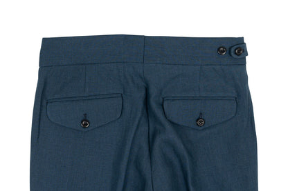 670$ RUBINACCI NAPOLI "Genny" Blue 100% Linen Trouser Pant 28 US / 44 EU