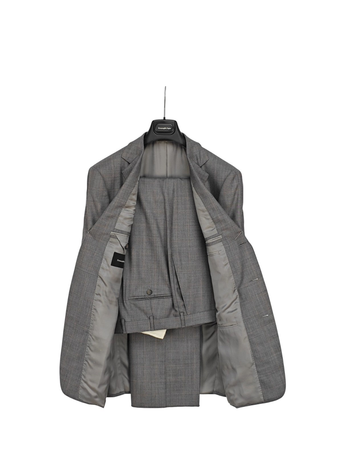 $4450 ERMENEGILDO ZEGNA Gray Glen Plaid Suit Fine Wool  38 US / 48 EU  R
