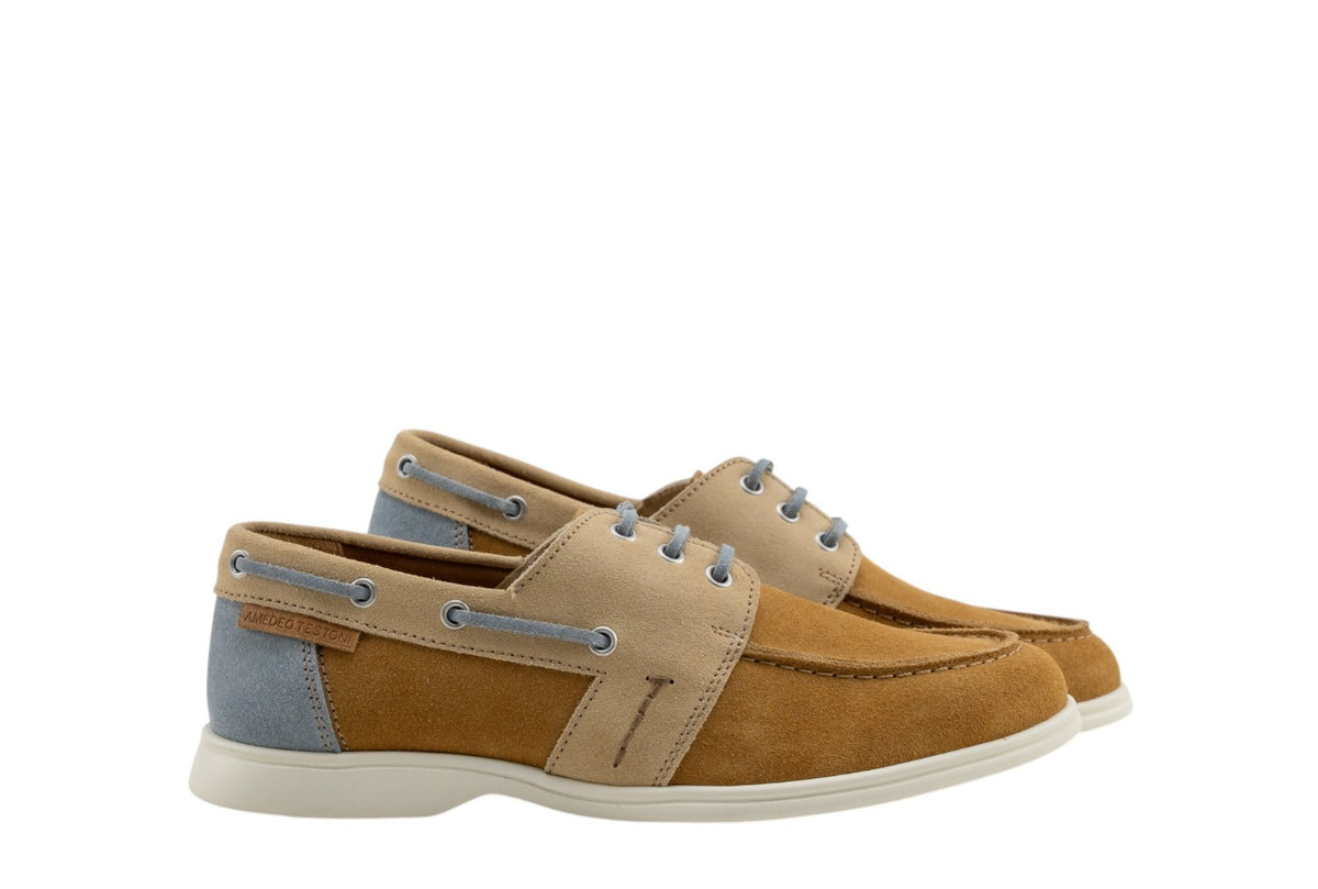 900$ TESTONI "Portofino" Boat Shoes Unlined Suede Brulee 8 UK / 9 US / 42 IT