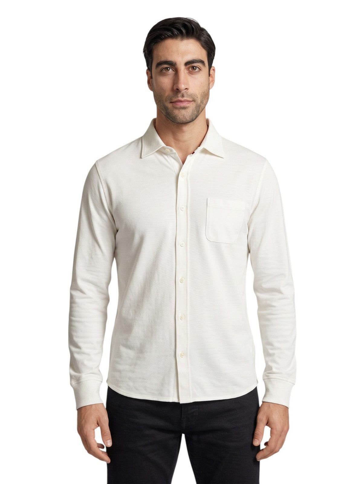 730$ ISAIA NAPOLI Polo Shirt Hand-Sewn White Piquet Cotton 17.75 - 40