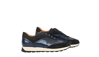 800$ TESTONI Blue Sneaker Plain Calf + Suede + Fabric  8 UK  / 9 US / 42 IT