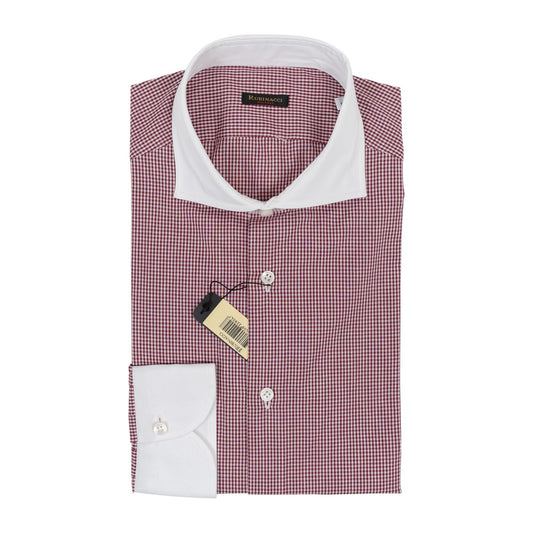 670$ RUBINACCI NAPOLI "Wall Street" White / Bordeaux Hand-Sewn Shirt Cotton