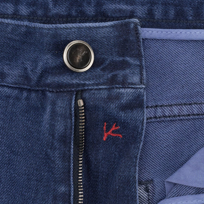 795$ ISAIA NAPOLI "Forcella" Blue Denim Jeans Pant Cotton Wide Fit 32 US /48 EU