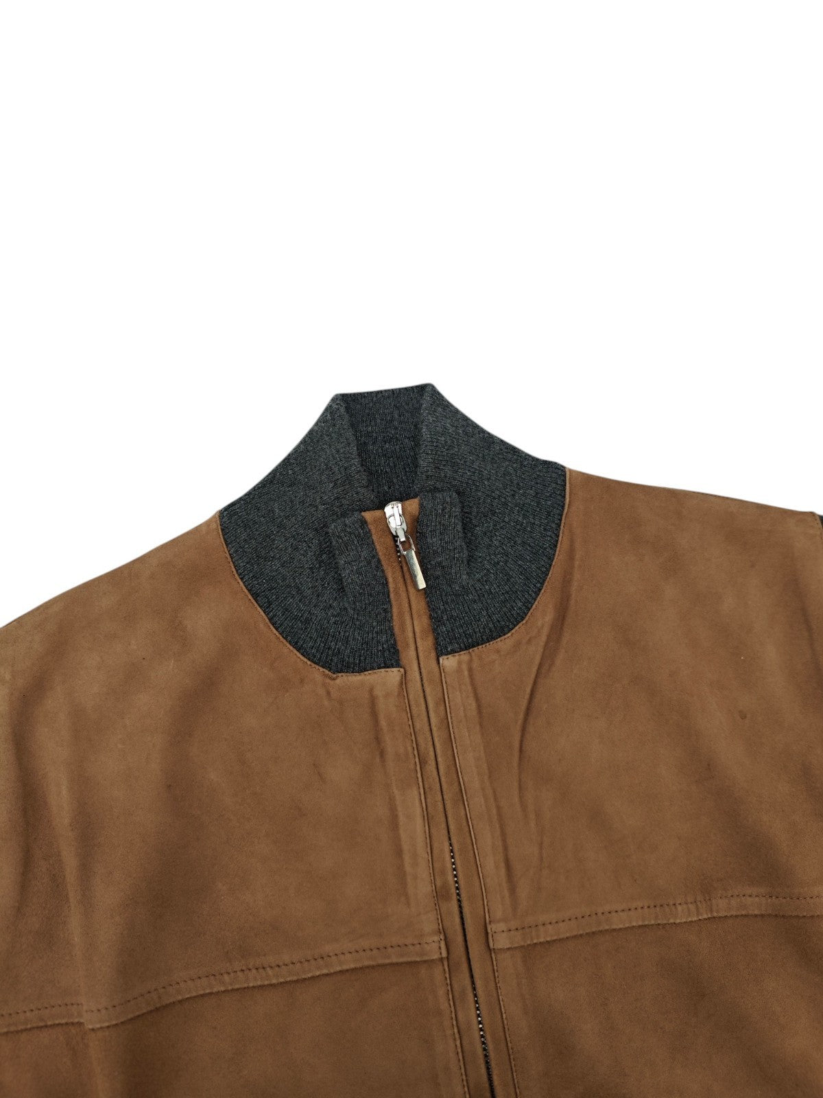 2800$ DELLA CIANA CASHMERE Gray Bomber Zip Jacket Suede Leather - Cashmere