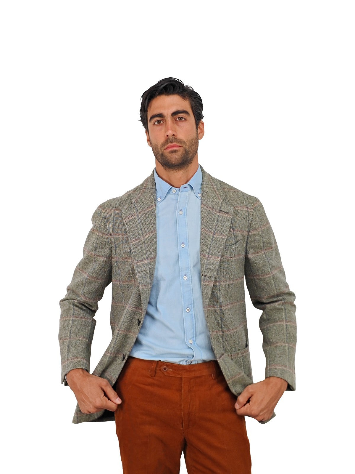 $1950 RUBINACCI NAPOLI Green Checks Jacket Sport Coat Cashmere Wool  40 US 50 EU
