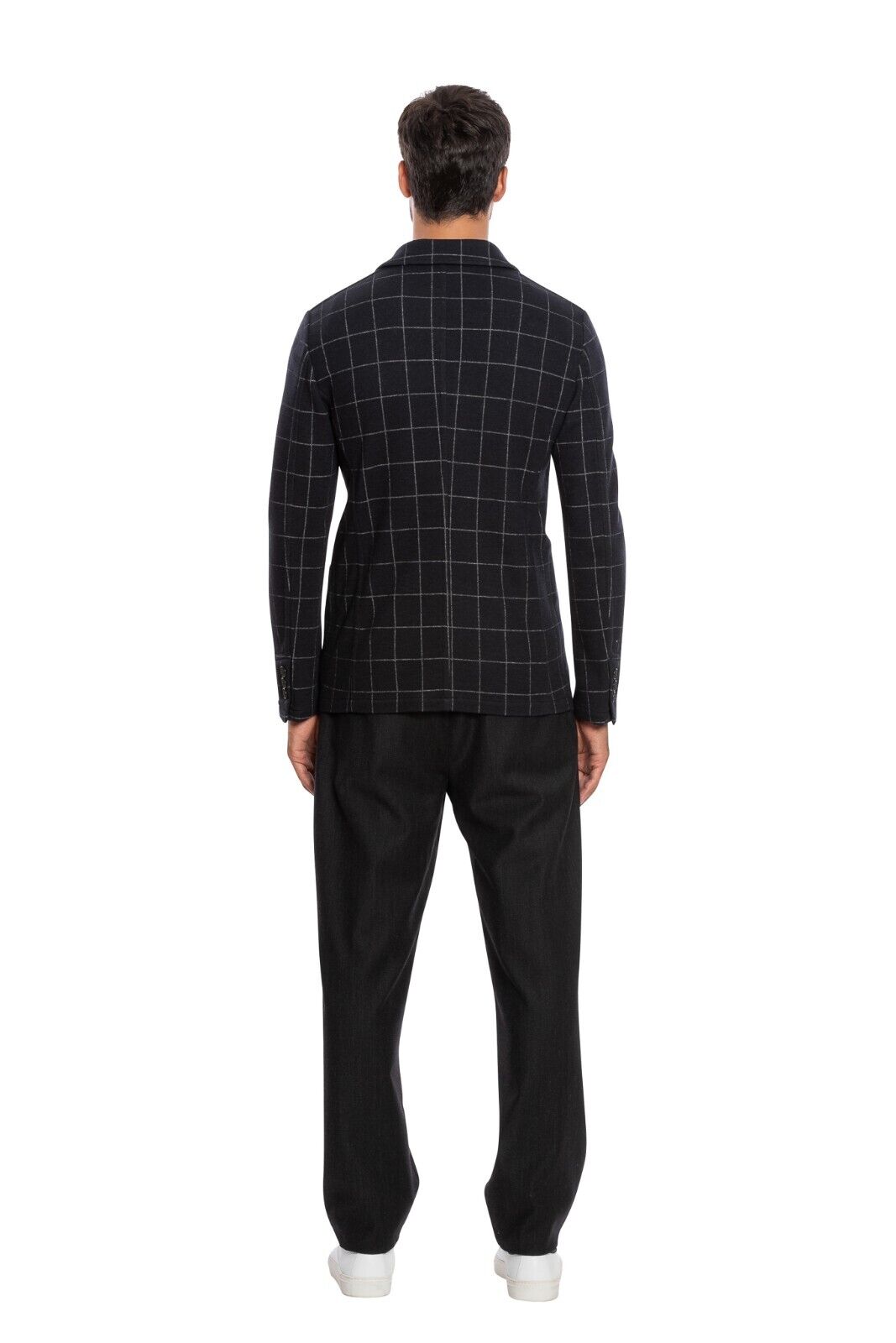 2200$ GIORGIO ARMANI Black Label RUNWAY Jacket Blouson Dark Blue Wool Checks