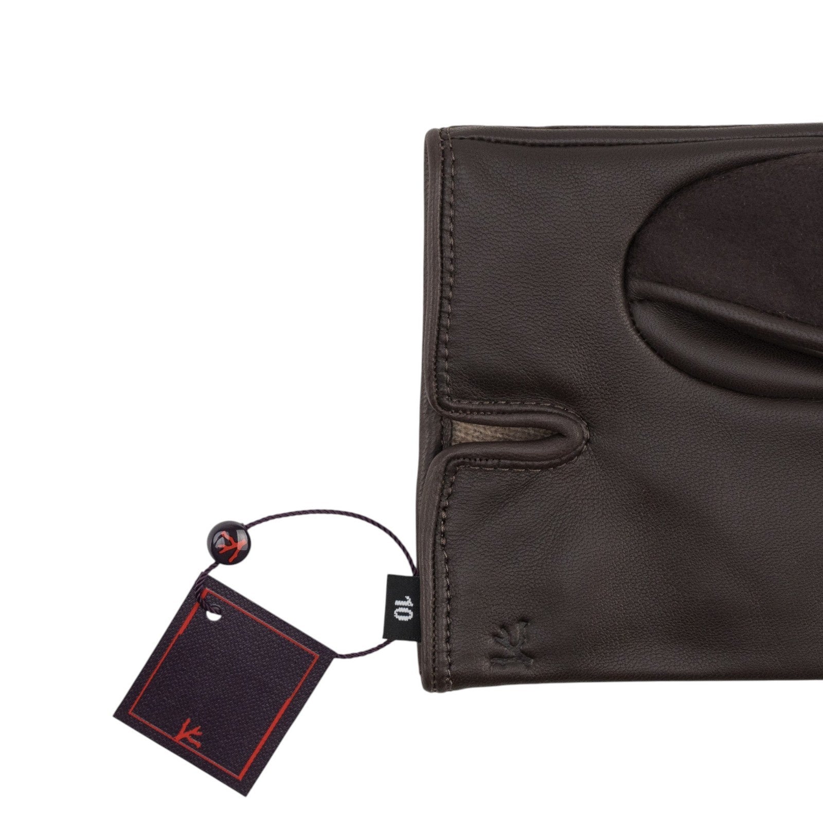 995$ ISAIA Napoli Dark Brown Genuine Leather Gloves 100% Cashmere Lined Size 10