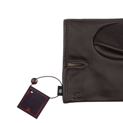 995$ ISAIA Napoli Dark Brown Genuine Leather Gloves 100% Cashmere Lined Size 10