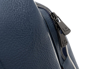 $2600 ISAIA NAPOLI "Logo" Blue Leather Large Duffle Bag Travel Weekender