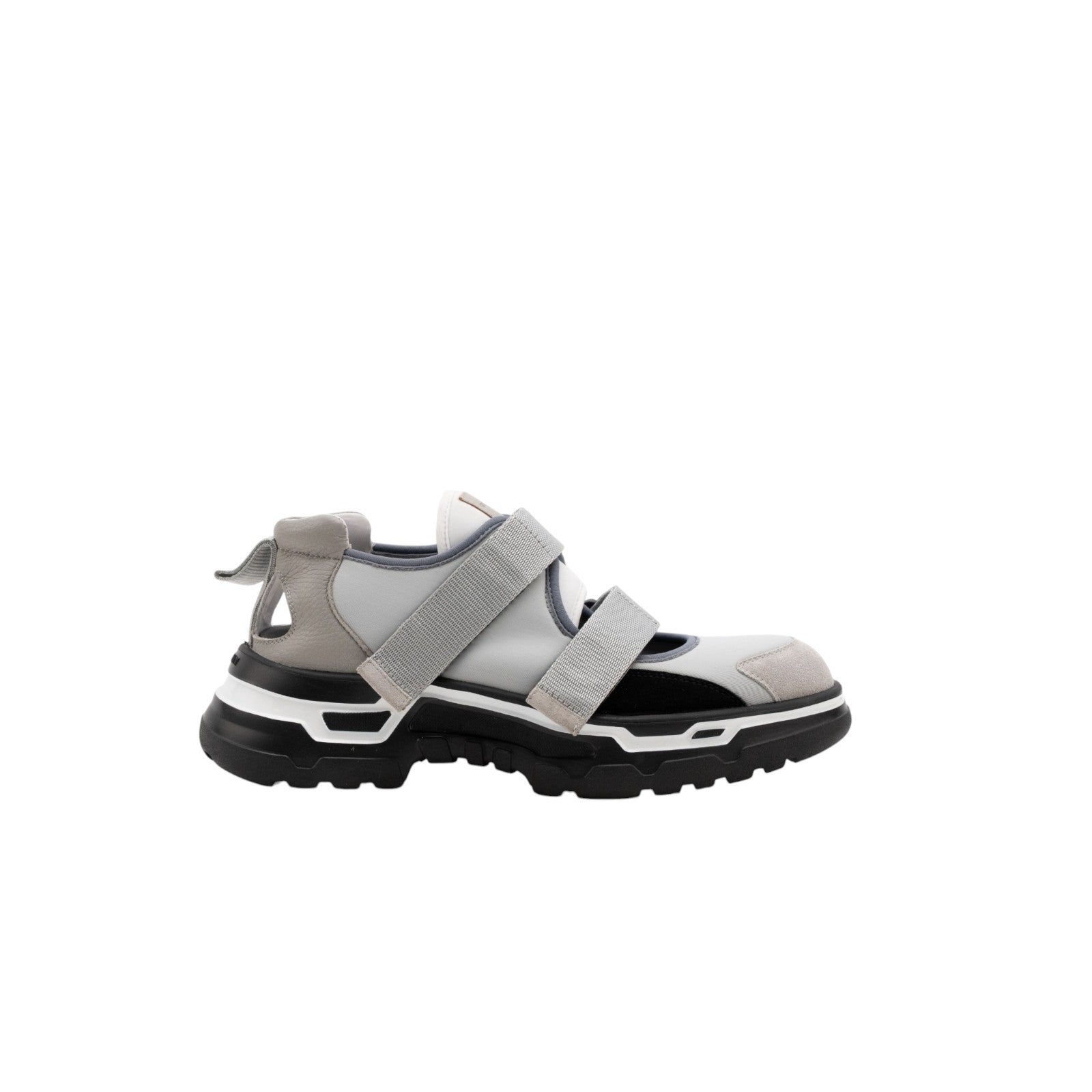 1450$ GIORGIO ARMANI Sandal Sneakers Shoes Tech Suede Strapped Ice Gray Lug Sole