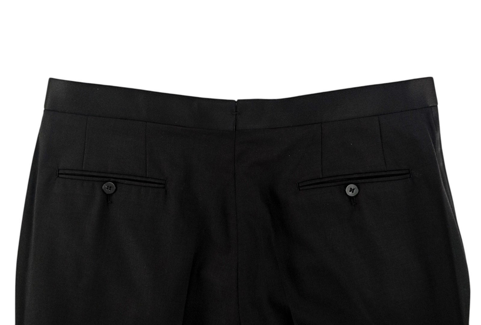 1750$ ISAIA NAPOLI "Sanità" Black Tapered Tuxedo Dress Pant Fine Wool