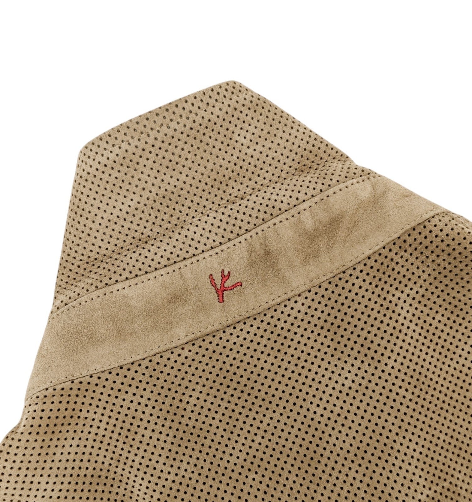 $3250 ISAIA Beige Shirt Jacket Short Sleeve Perforated Lambskin 36 US / 46 EU