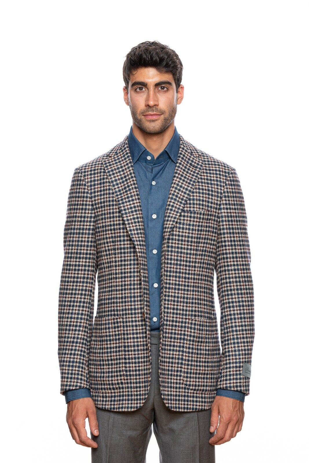 $2085 BELVEST Wool Silk Check Jacket Blazer 40 US / 50 EU Drop 7R   F/W 2018