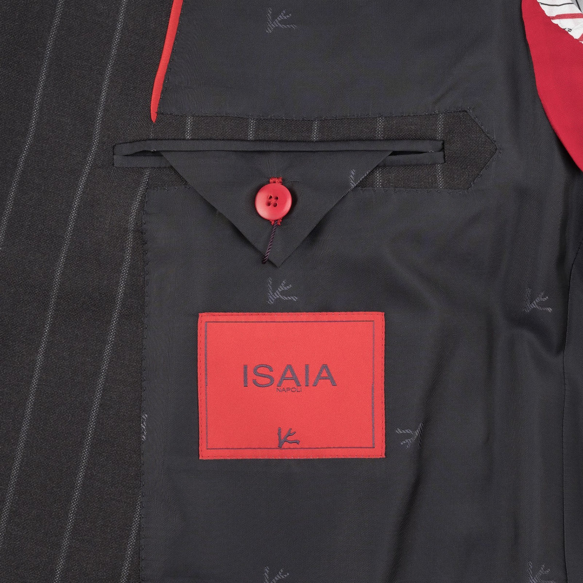 $6850 ISAIA NAPOLI "Gregorio" Dark Gray Suit Hand-Sewn Fine Wool Striped