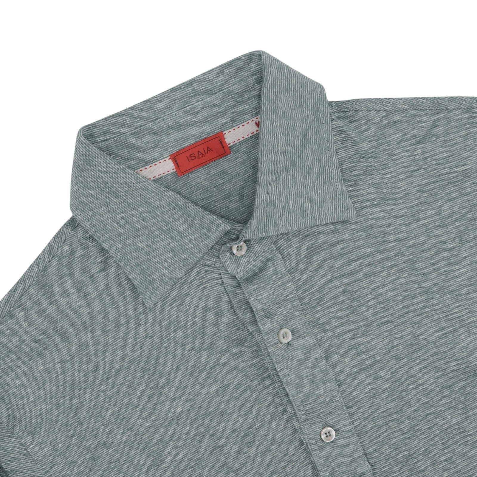 850$ ISAIA NAPOLI Green Handmade Polo Long Sleeve Linen - Cotton Size M