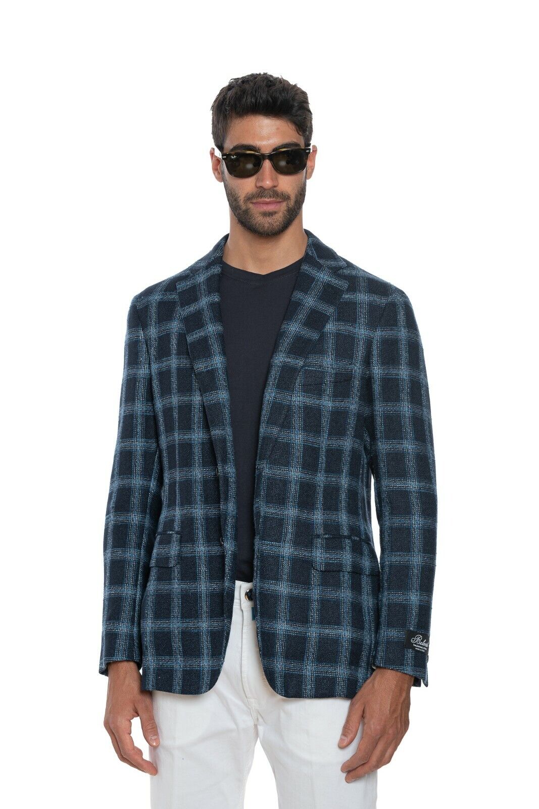 2250$ BELVEST Jacket Blue Checks Silk Linen Cotton Drop 7 JACKETINTHEBOX Edition