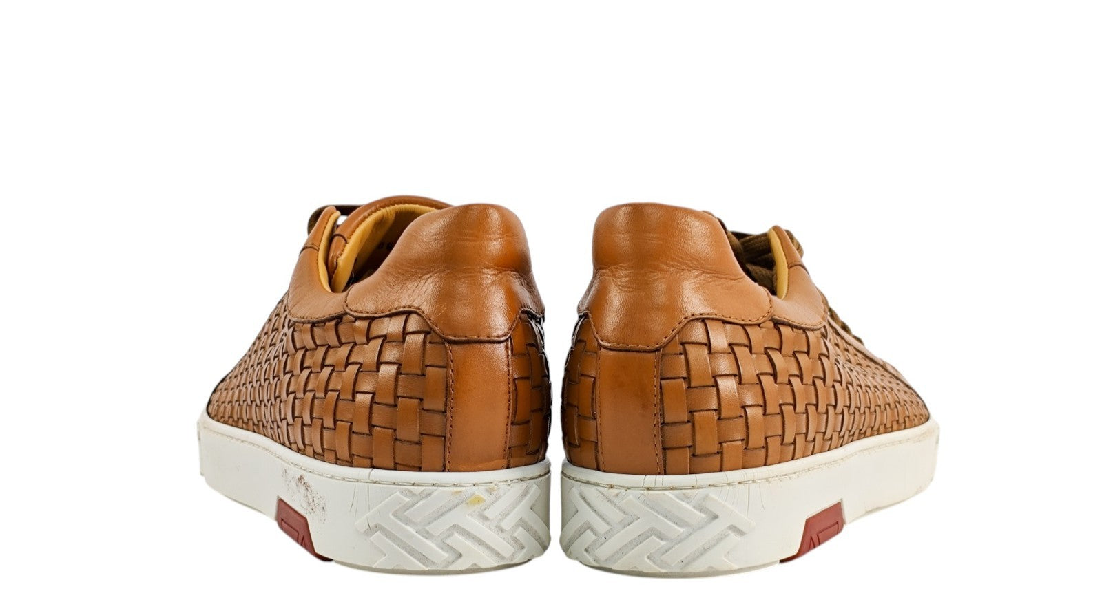 950$ TESTONI "Ravenna" Brown Sneaker Woven Antique Calf  8 UK / 9 US / 42 IT