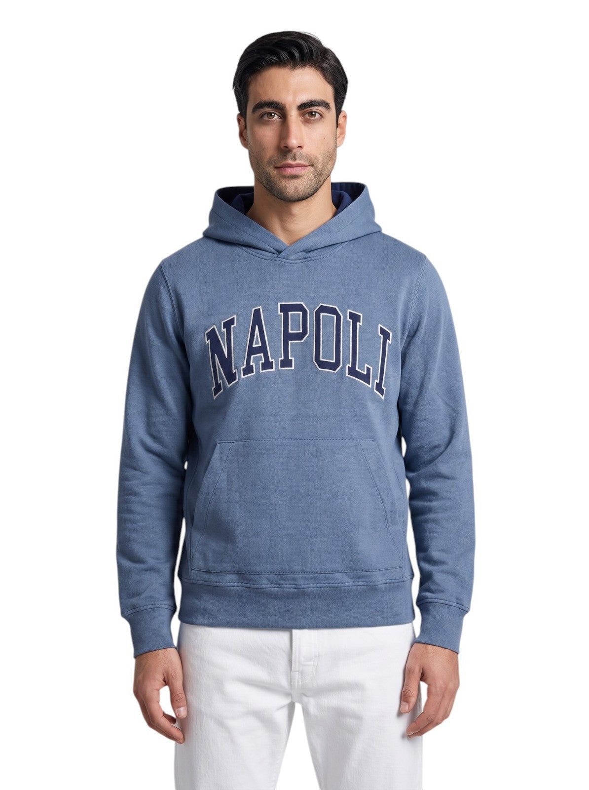 $1450 ISAIA NAPOLI Blue Hooded Track Jacket Jersey Cotton Size M