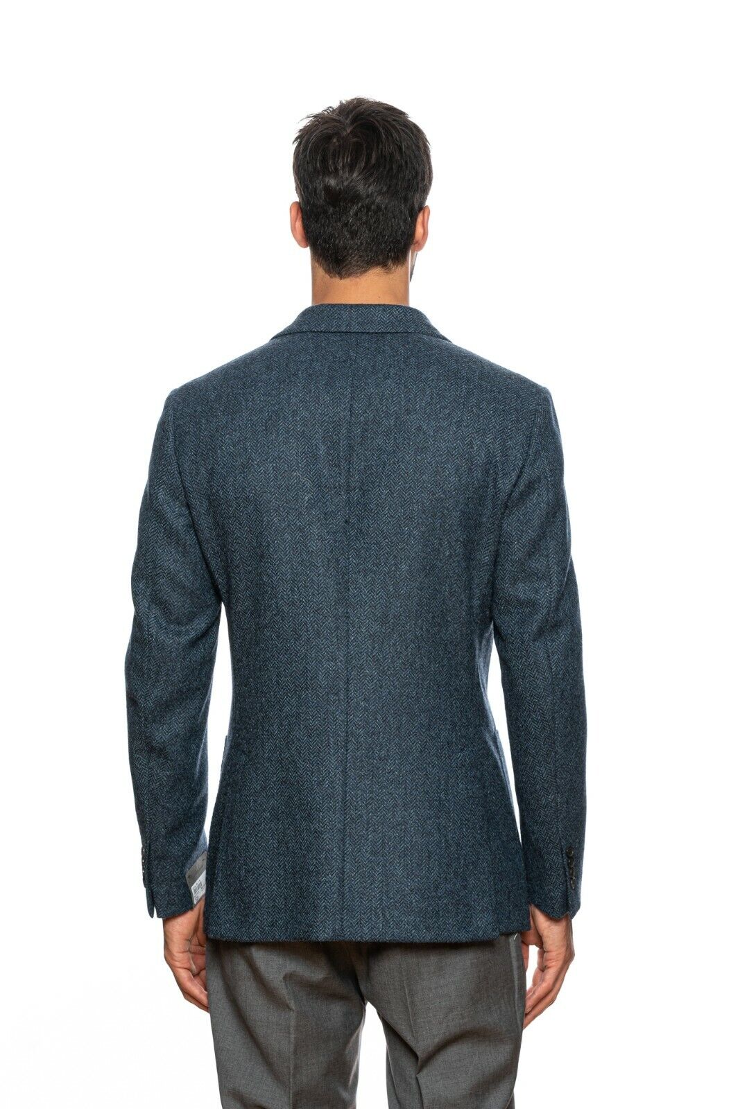 $1795 BELVEST Blue Wool Herringbone Jacket Blazer 46 US  56 EU Drop 7R  F/W 2018