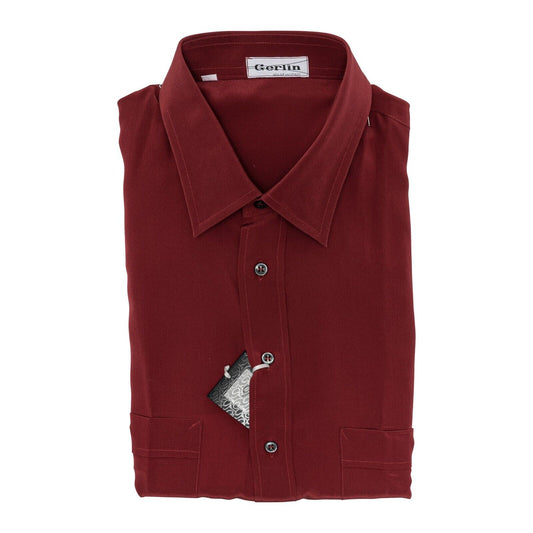1400$  LUXURY GERLIN Shirt Red Short Sleeve 100% Silk 16-41 9H BIJAN