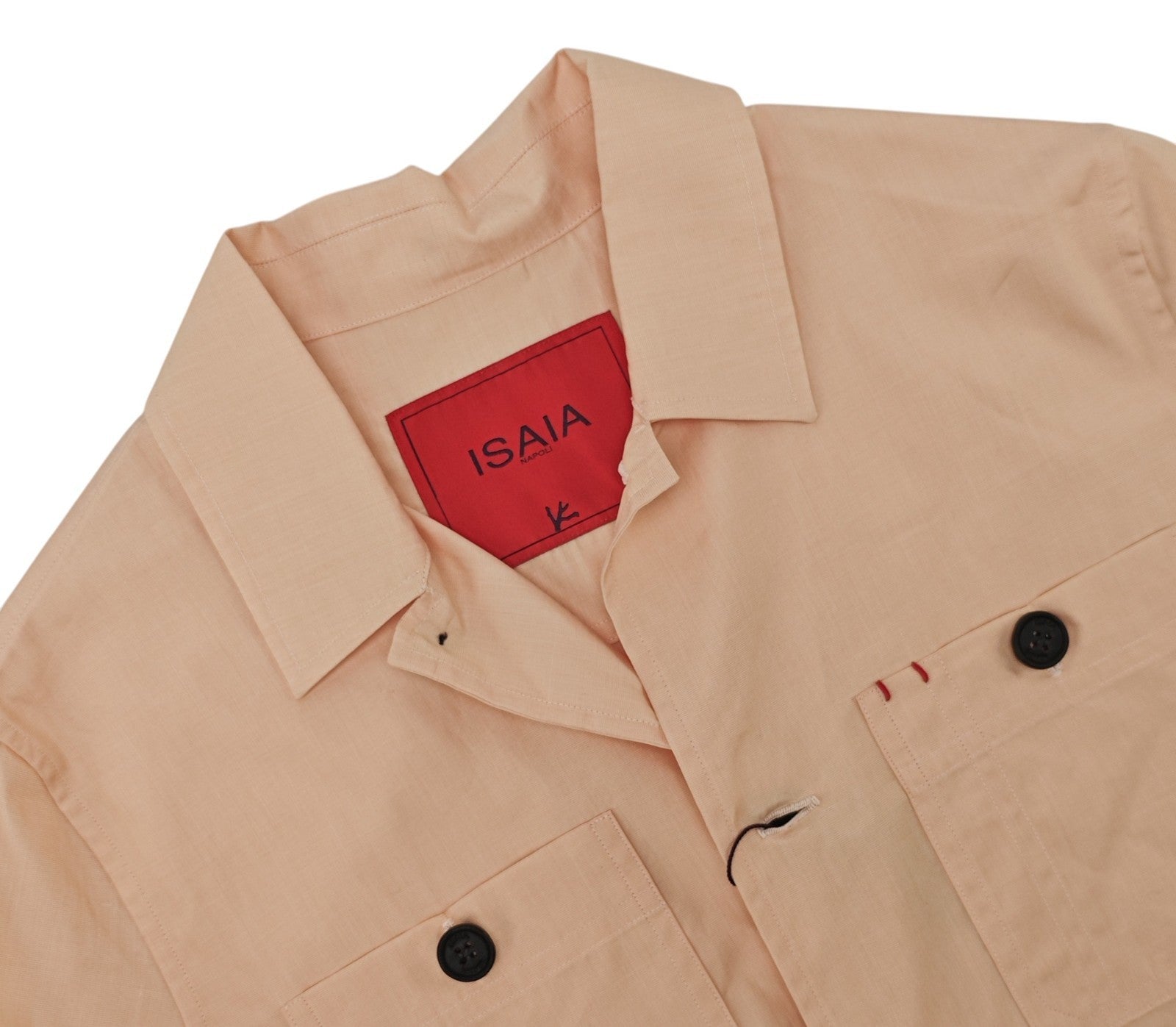 $1350 ISAIA NAPOLI Peach Hand-Sewn Jacket Shirt Fine Cotton 36 US / 46 EU