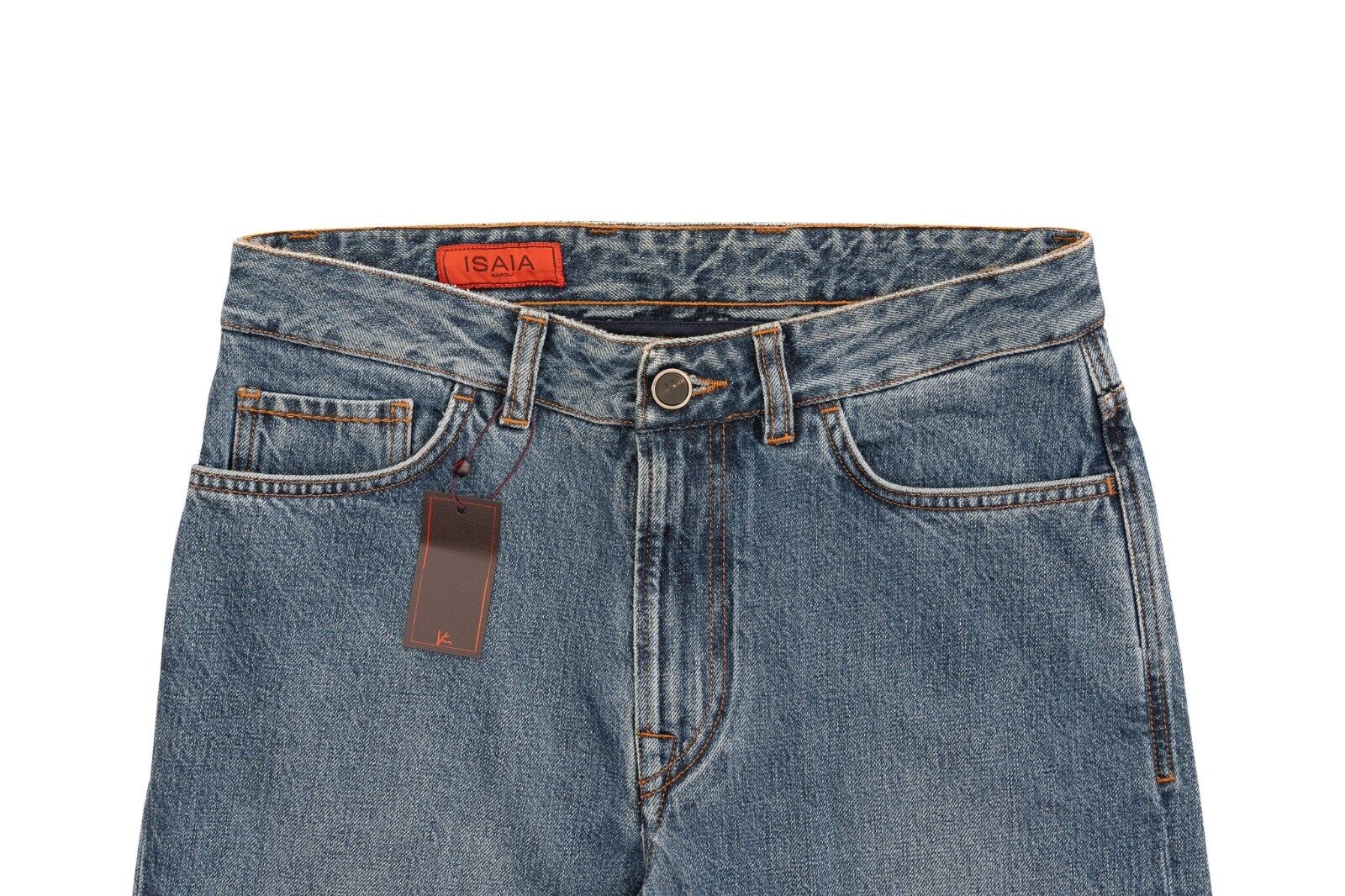 690$ ISAIA NAPOLI Blue Denim Jeans Trousers Pant Cotton 32 US / 48 EU Slim