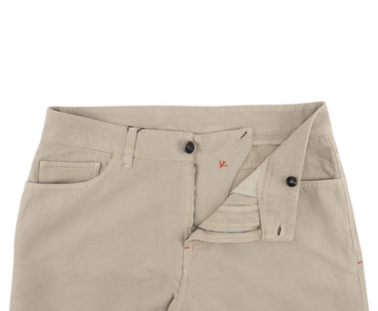 725$ ISAIA NAPOLI Beige 5 Pocket Trouser Pant Cotton Linen Regular Fit